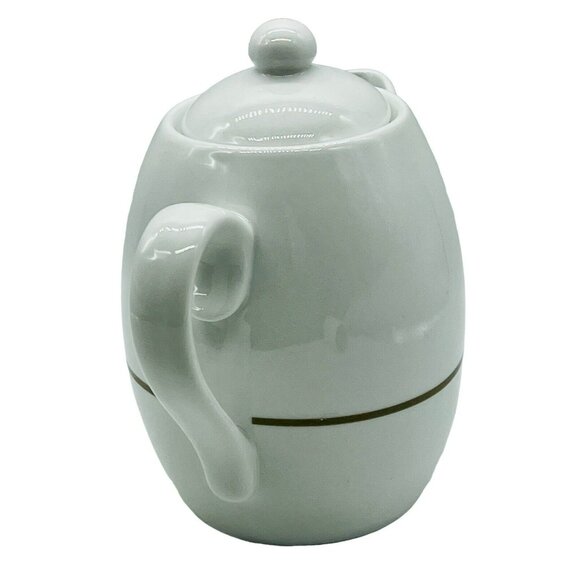 Starbucks White Gold Scroll 2015 Ceramic Coffee Tea Pot 30 oz 900ml - Picture 4 of 8